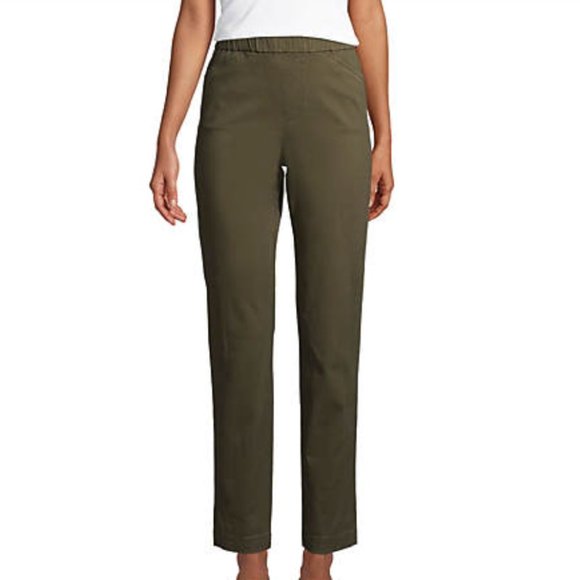 2 Midrise Pull On Cotton Chino Ankle Pants in black and olive - Picture 3 of 15